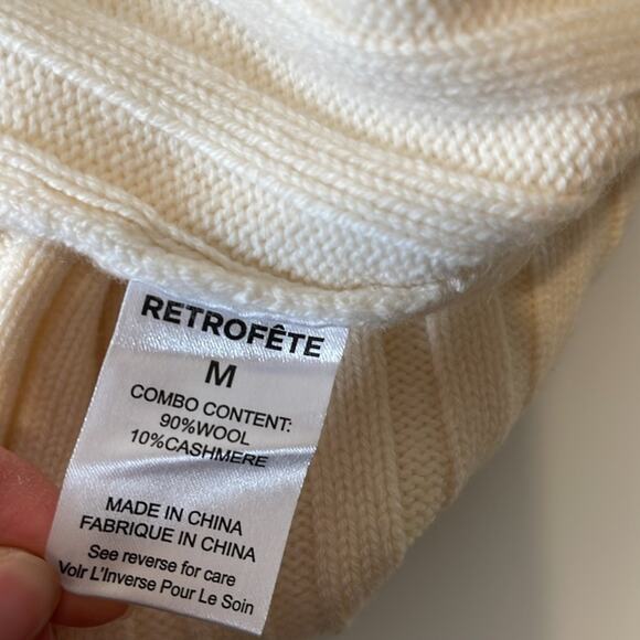 Retrofete Jane Long Sleeve Wool Cashmere Faux Fur White Mini Dress Size Medium - Picture 9 of 9